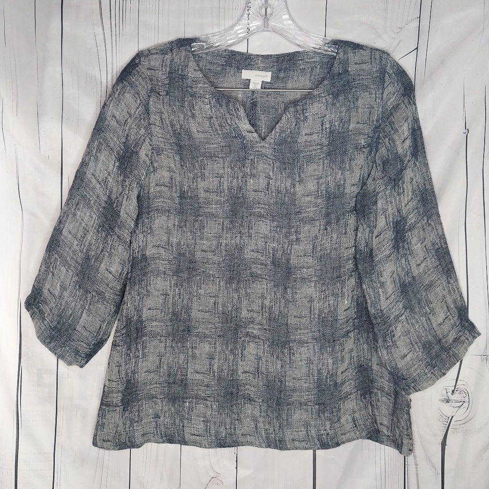 J.Jill Pure Jill 3/4 Sleeve Linen Blend Gauze Airy Relaxed Fit Pull Over Top